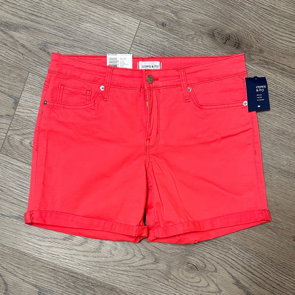 Crown & Ivy Women's Vibrant Pink Jean Shorts